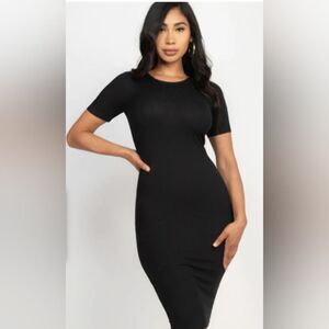 RIBBED BODYCON MIDI DRESS